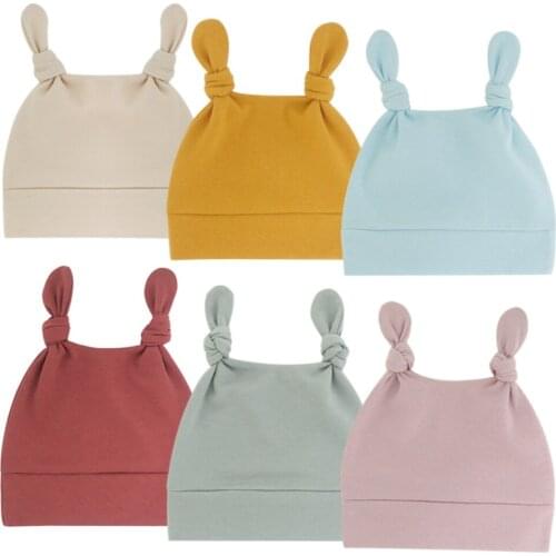 Newborn Baby Hat Cute Ears Cotton Soft Knotted Cap Infant Girls Boys Cap