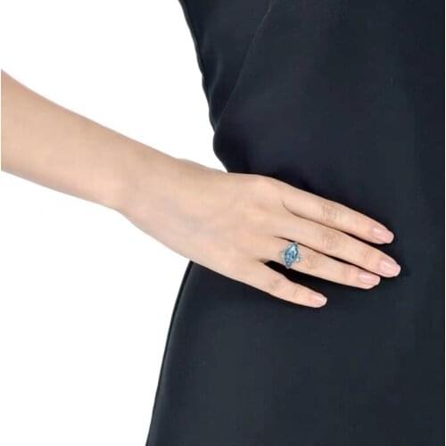 Fashion Inlaid Blue Horse Eye Heart-shaped Zircon Ring, 6 7 8 10 Womens Zircon Ring, Party Engagement Jewelry,Wedding Gift