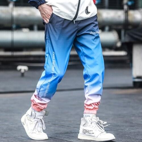 Men Jogger Pants 2021 New Spring And Autumn Letter Male Ankle-Length Pants Gradient Color Teenager Boy Korean Style n06