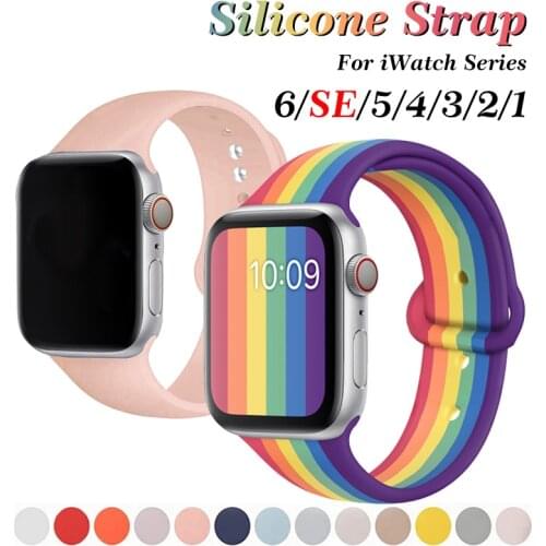 Soft Silicone Watch Band Loop For Apple Watch 6 SE 5 4 42mm 38mm Sport bracelet for iwatch 5 3 2 40mm 44mm wristband