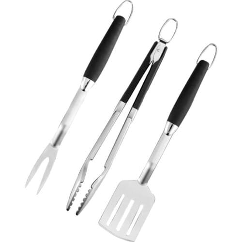 3pcs Stainless Steel Grill Accessories Set Barbecue Fork Grilling Tongs Spatula Portable Multifunction BBQ Tools Kitchen Tools