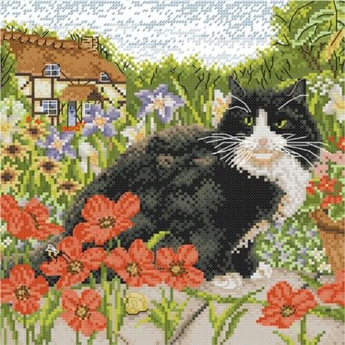 Craft Lovely Flower Cat Cross Stitch Kit Accurate Pre-printed Home Decor