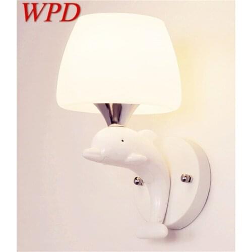 WPD Wall Lights Modern LED Lamps Creative Cartoon Indoor Two Heads White Dolphin For Home Children