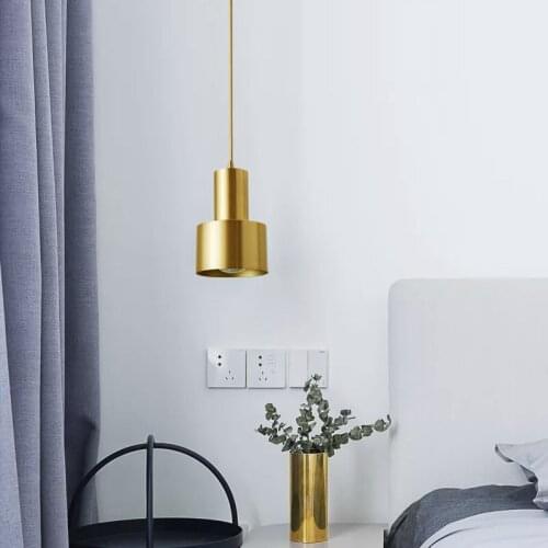 Nordic living room light atmosphere modern simple dining room light creative personality LED study copper small chandelier