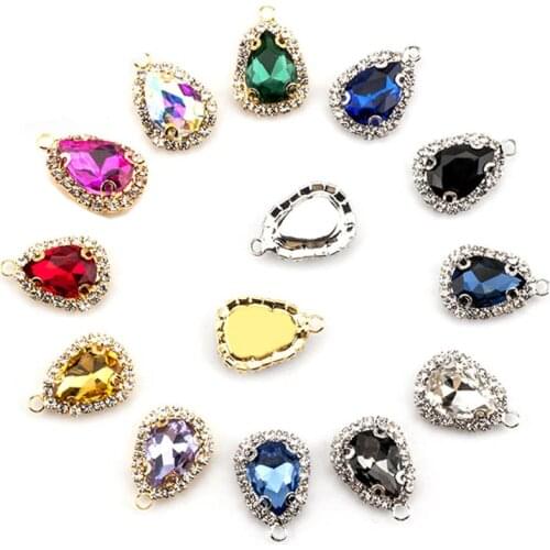 2019New 100pcs Sewing Water Drop Rhinestone Crane Button for DIY Warring or Necklace Pendants and Hair Accessoriess NT35