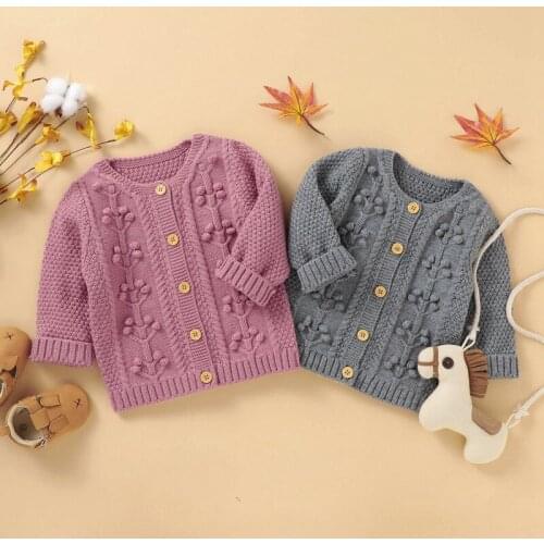 New Baby Coat Boys Girls Cardigan Autumn Spring Knitted Sweater Top Baby Children Clothing Boys Girls Little Ball Sweater