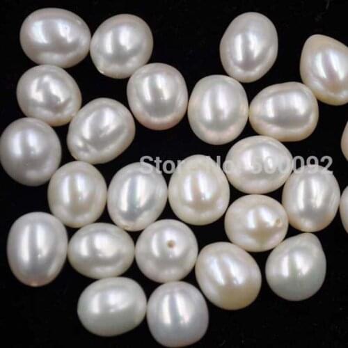 WHOLESALE 10 Qty 9.5-10mm drip rice freshwater half drilled pearl