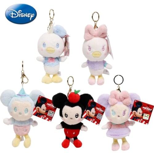 Genuine Disney Dream Style 18cm Mickey Mouse Minnie Donald Duck Daisy Fashion Creative Plush Dolls Keychain Bag Cute Pendant Toy