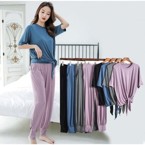 Modal Pajamas Womens Summer Two-Piece Thin Spring and Summer Rayon Home Casual Suit Thin Summer Home Service