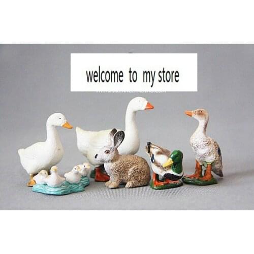 Pvc figure goose rabbit wild duck model toy 6pcs/set
