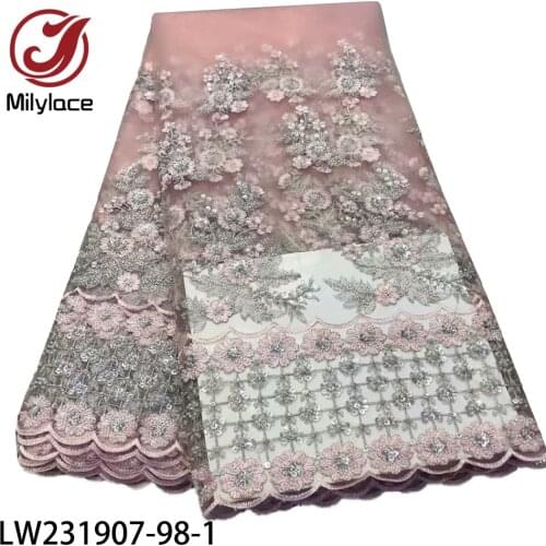 Luxury Handcut Lace Fabric Embroidery Fabric High Quality Hand Beaded Lace Fabric for Wedding Dress LW231907-98