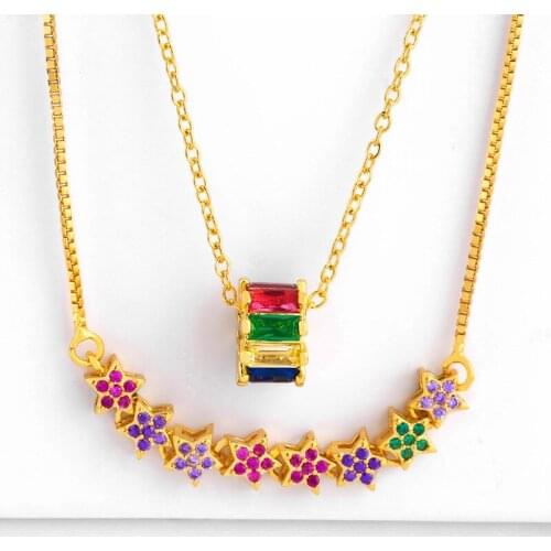 Luxury Rhinestone Choker Necklaces For Women Gold Filled Pendants Necklaces Star Long Statements Chains accesorios mujer nke-p84