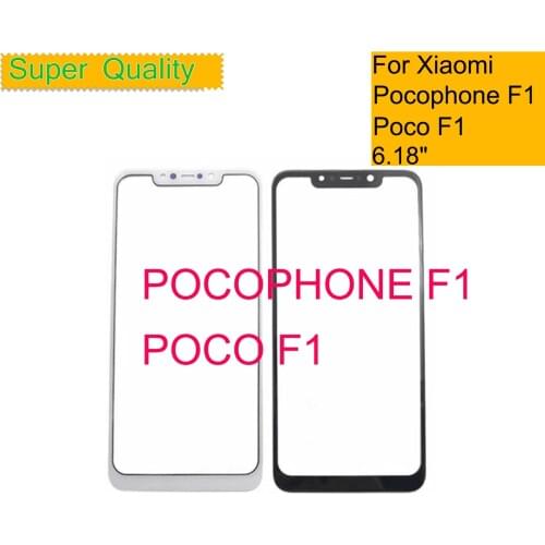 10Pcs/lot For Xiaomi Pocophone F1 Touch Screen Panel Front Outer Glass Lens For Xiaomi Poco F1 Front Glass Touch screen