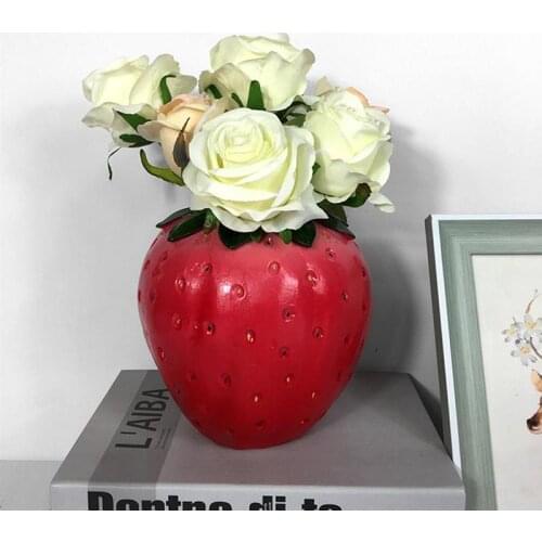 Strawberry Flower Vase Simulation Fruit SculptureBedroom Porch Strawberry Vase For Living Room Dining Home Desktop Decoration