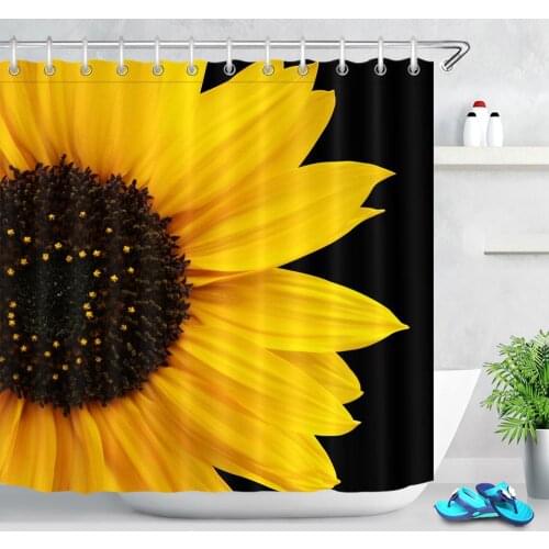 Spring Yellow Flowers Sunflower Daisy Pattern Waterproof Shower Curtain Mildew Resistant Bath Curtains Home Bathroom Decoration