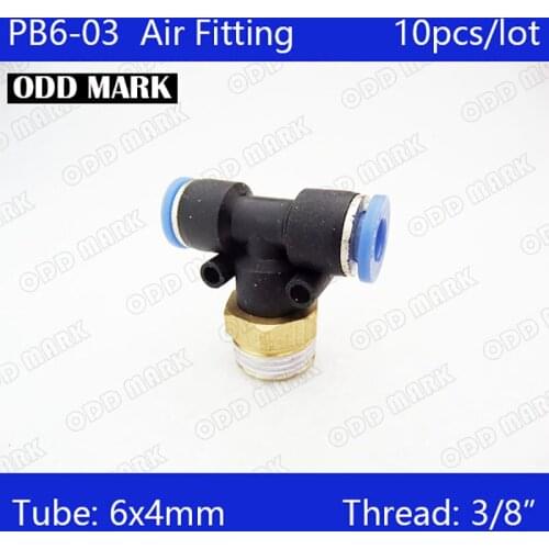 HIGH QUALITY PB6-03 10pcs 6mm-3/8" Threaded Male Tee Pneumatic Connector