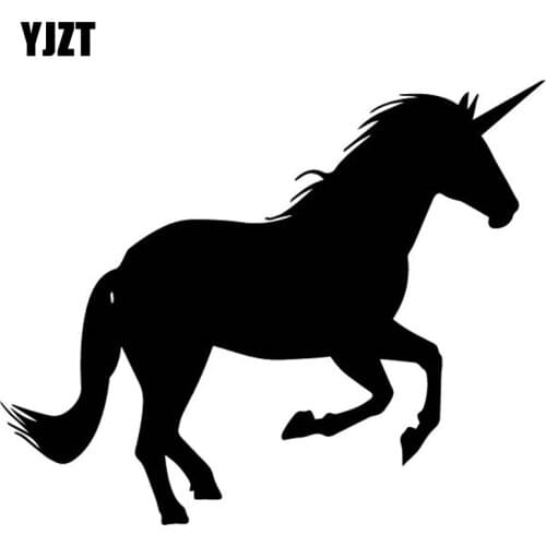 YJZT 16.2CM*13.2CM Unicorn Running Pattern Car Sticker Body Of Car Decor Vinyl Decal Black/Silver C4-1768