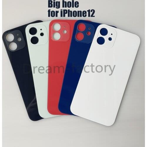 Big Hole Back Battery Door Back Glass Cover Battery Cover with Tape Adhesive Replacement for iPhone 12 Mini 12 Pro Max