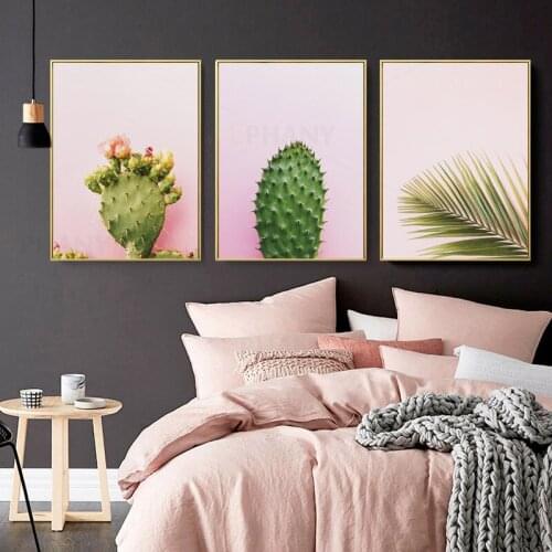 Green Plants Cactus Flower Poster Print Minimalist Decoration Art Canvas Painting Wall Picture for Living Room Home Decor