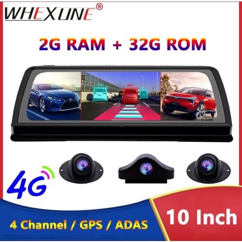 WHEXUNE 10" dashboard Rearview mirror 4G Android dash camera 2G RAM 32G ROM GPS Navi video recorder FHD 1080P ADAS WiFi car dvr