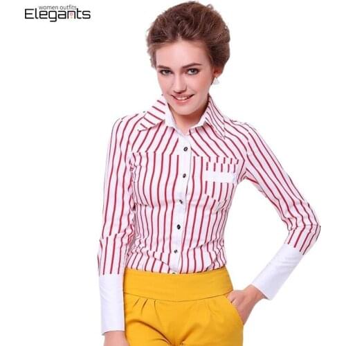 2021 Elegant Striped Formal Shirts Women Long Sleeved Business Work Office Lady Tops and Blouses Female Bodysuits Autumn Rompers