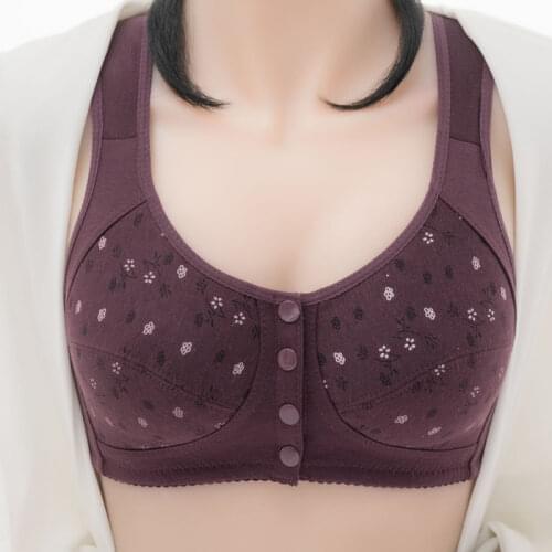 Women Front Button Bra With 4pcs Buttons Plus Size Unlined Thin Bralette Wireless Lingerie Underwear 95120b