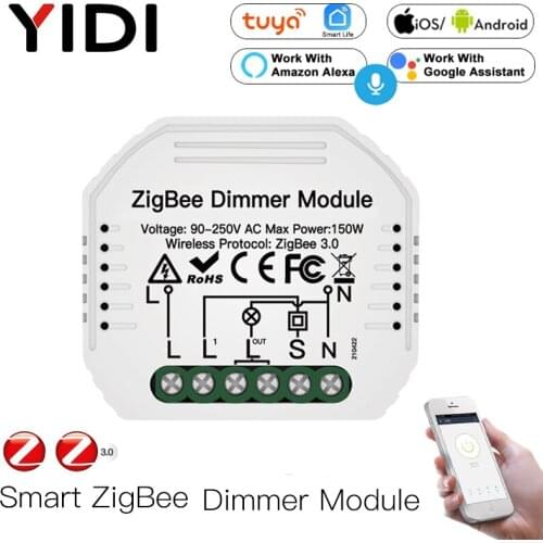 ZigBee 3.0 Tuya Smart Life Mini DIY Smart Dimmer Switch Module Hub Required App Remote Alexa Google Home Voice Control 1/2Way