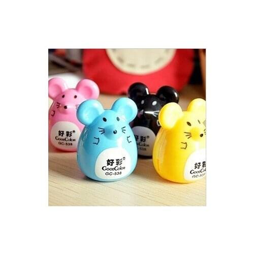 1pcs Cute Cartoon Mouse Pencil Sharpener Creative Stationery Candy Color Pencil Sharpener Pencil Sharpener Wholesale