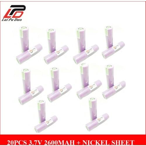 100% Newest Original Rechargeable Battery 2600mAh 3.7V Welding 18650 Lithium with Nickel Sheet batteries for samsung