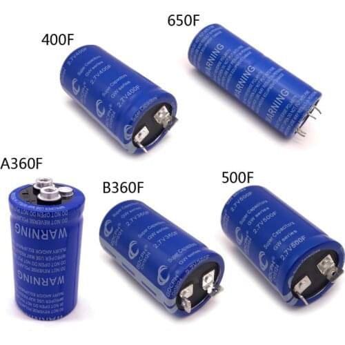 2.7V 360/400/500/650F Super Farad Capacitor High Frequency Low ESR Ultracapacitor for Car Automotive Power Supply Rectifier