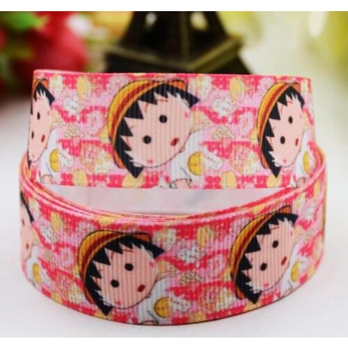 22mm 25mm 38mm 75mm Ruban satin Chibi Maruko Chan Cartoon printed Grosgrain Ribbon Bow X-00885 10 Yards