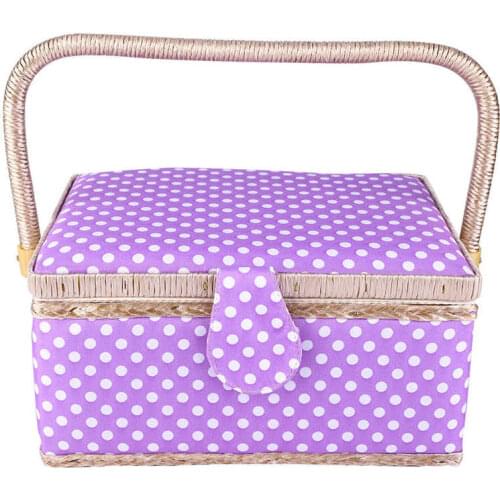 3 Colors Handmade Sewing Basket Household Fabric Craft Thread Needle Storage Box Organizer Flip Type Sewing Accessories