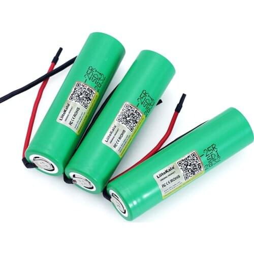3pcs/lot LiitoKala For Samsung New 18650 2500mAh Rechargeable battery 3.6V INR18650-25R 20A discharge + DIY Silica gel Cable