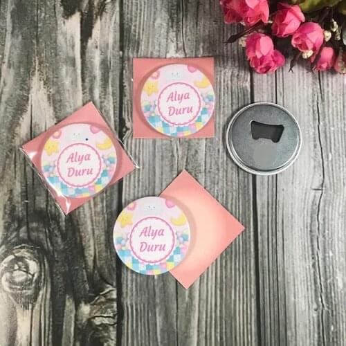 30 pcs Personalized Bottle Opener Magnet-with Pink Frame Model 445765617