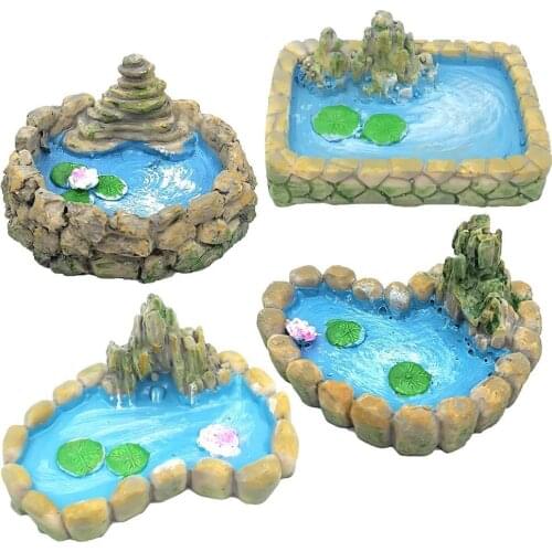 4Pcs Vintage Pool Figurine Ponds Resin Craft Ornament Home Decoration Miniature Micro Garden Fairy Glass Decor DIY Accessories
