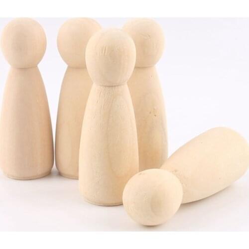 65mm 10PCS Family Peg Dolls Best Kids Brain Game Toys Unpainted Wooden Women Man Peg Doll DIY Crafts Ecofriendly Block Toys