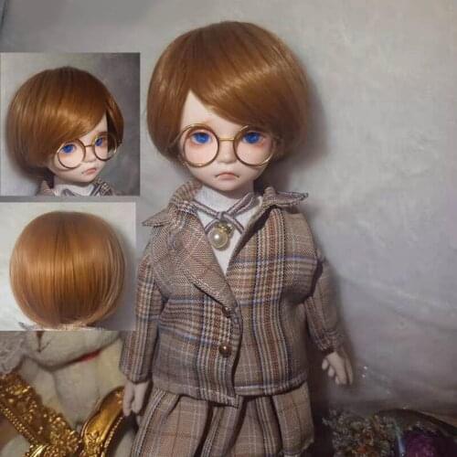 28cm Fat Dolls Accessories Black/ Brown Short Hair 1/6 Bjd Doll Wig Head Circumference 16-17.5cm Straight Hair/wavy Curls