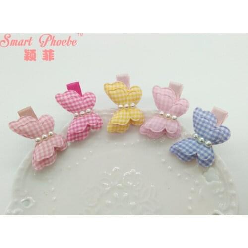 Boutique 30pcs/5C Fashion Cute Plaid Butterfly Girls hairpins Solid Kawaii Animal Hair Clips Kids Hair Accessories Headwear
