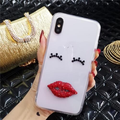 Diamond Funny Eye Lip Mouth Case Cover For iphone 11 Pro Max XS Max XR X 8 7 6 6S Plus Samsung Galaxy Note 10 9 8 S10E/9/8 Plus