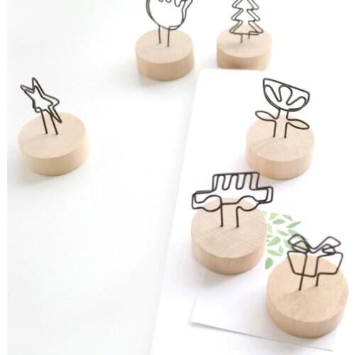 Wood Stand with Clip Wedding Wooden Photo Clip Card Holder Table Stand Number Memo Stand LX8330