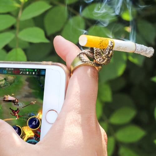 Snake Cigarette Holder Hands Free Cigarette Finger Ring Holder to Protect Your Finger Gamers,Drivers,Brass for All Smokers