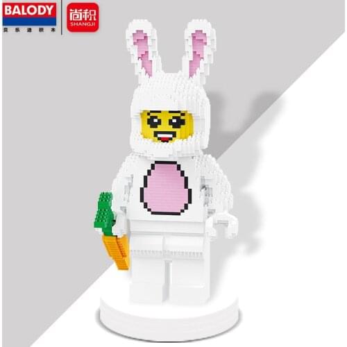 Balody Kids Educational Toys For Girls 30.3CM High Rabbit Model Action Figure 2182pcs Bricks Diamond Building Blocks