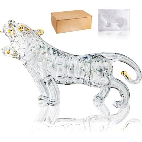H&D Crystal Tiger Figurine Miniature Collectible Animal Art Home Office Table Decor Collectors Item for Gifts and Souvenirs