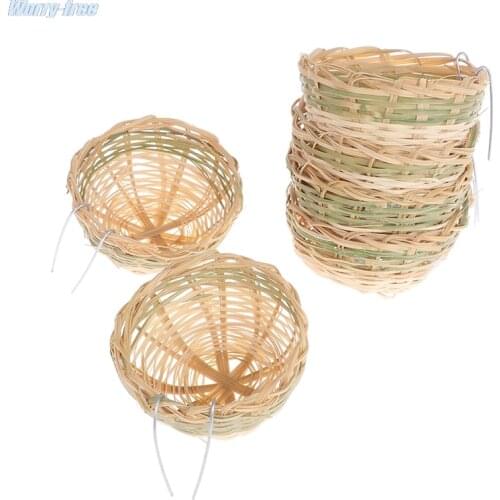 6pcs Handmade Bamboo Bird Breeding Nest Bed for Parakeet Canary Finch Swallow
