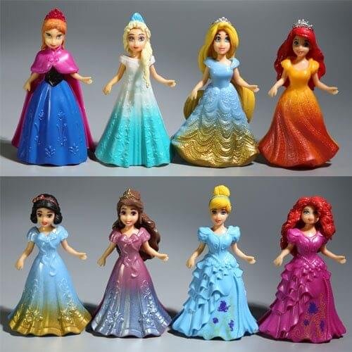 Disney Toys For Kid 8pcs/Lot Fashion Cartoon Movies Frozen Anna Elsa Princess Action Figure Dolls For Kids Toy Girls Gifts