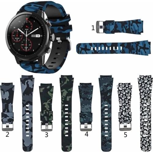 Camo Silicone Strap Band for Huami Amazfit Stratos 2 2S 3 for Huami Amazfit PACE Replacement band 22mm