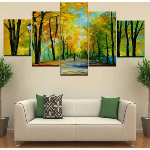5 Pieces Canvas Painting Art Colorful Forest Tree Poster Paintings Home Living Room Decor Wall Canvas Art Sets