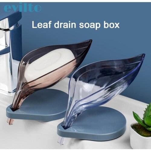 Creative Leaf Shape Soap Box Cleaning Sucting Bathroom Soap Holder Storage Plate Dish Sink Cup Brush Drain Bathroom Supplies