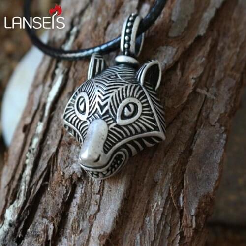 Lanseis 10pcs Wolf amulet Pendant. Wolf Fenrir pendant Viking Wolf Head pendant Animal totem Guardian totem Spirit Keeper