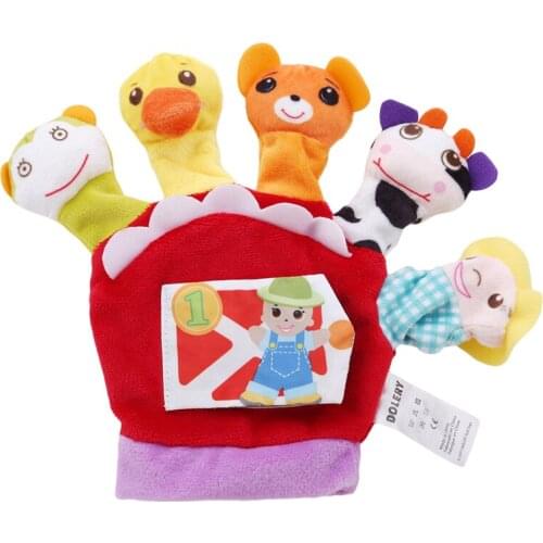 21*26cm Multi-function Glove Animal Finger Puppets Cloth Doll Baby Educational Hand Cartoon Animal Toy 778860
